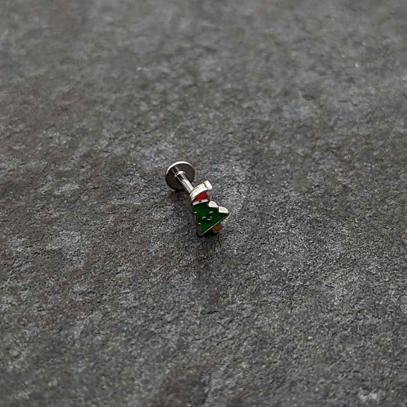 16G 5/16 Happy Christmas Tree Hat Labret Monroe Tragus