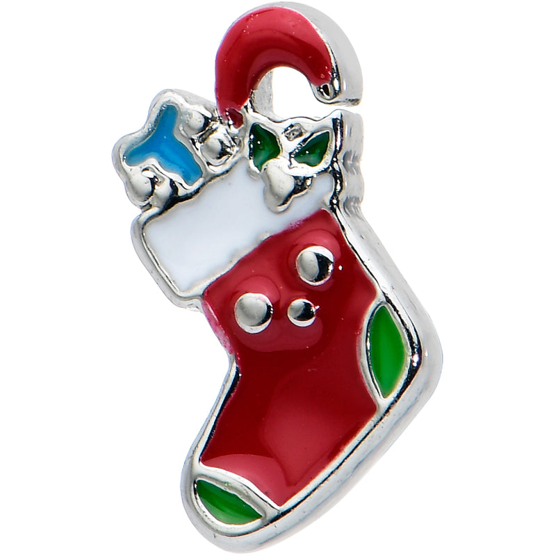 16G 1/4 Happy Christmas Stocking Red Cartilage Tragus Earring