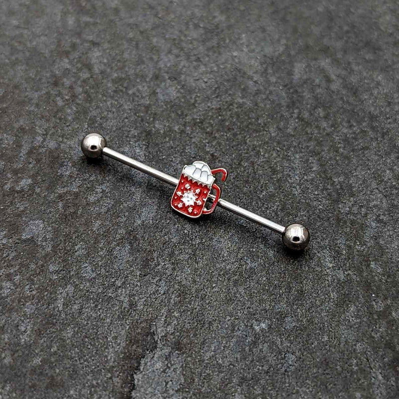 14G Sweet Hot Cocoa Marshmallow Holiday Industrial Barbell 38mm