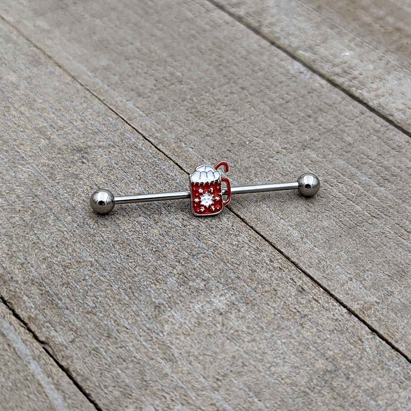 14G Sweet Hot Cocoa Marshmallow Holiday Industrial Barbell 38mm