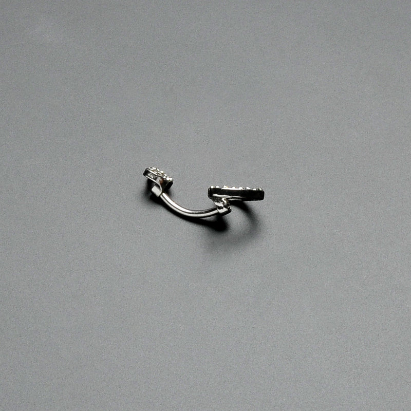 Clear Gem Open Heart Valentine Double Mount Belly Ring