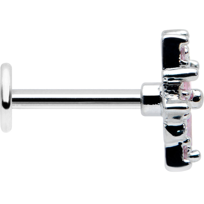 16G 5/16 Pink Clear CZ Gem Snowflake Labret Monroe Tragus