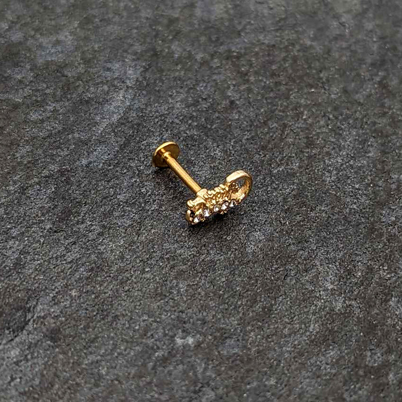 16G 5/16 Clear Gem Gold Tone Luscious Lizard Labret Monroe Tragus