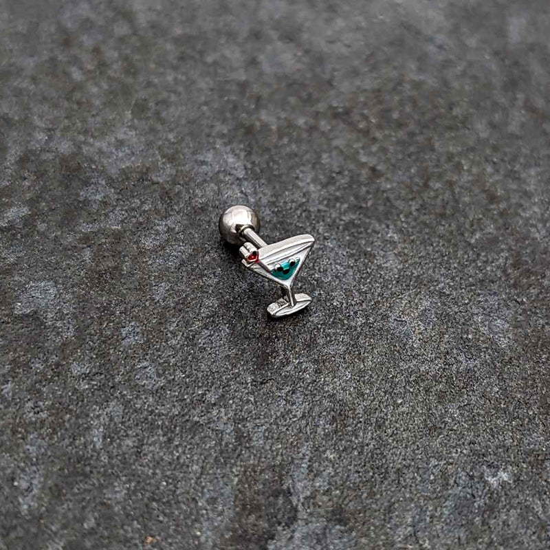 16G 1/4 Sweet Martini Glass Heart Cartilage Tragus Earring