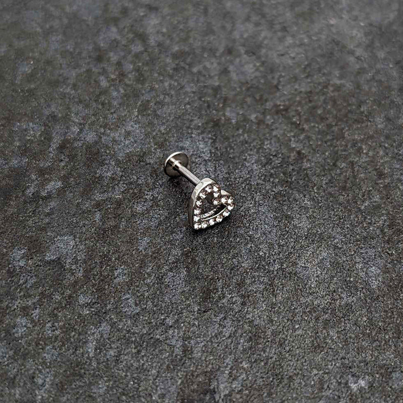 16G 5/16 Clear Gem Open Heart Valentine Labret Monroe Tragus