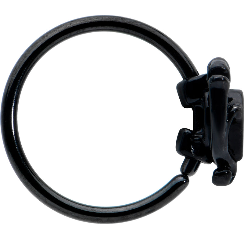 20G 5/16 Red CZ Gem Black Double Passion Heart Claw Nose Hoop