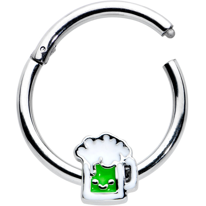 16G 3/8 Sweet Happy Green Beer St Patricks Hinged Segment Ring
