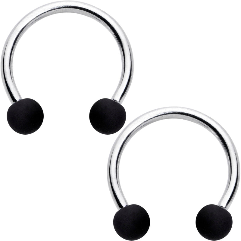 16G 3/8 Matte Black Blue Teal Horseshoe Circular Barbell Set of 6