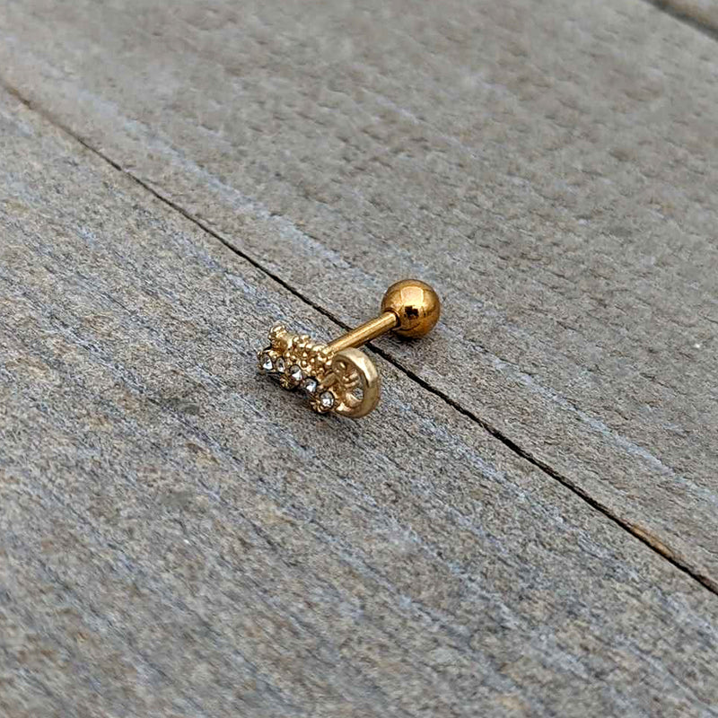 16G 1/4 Clear Gem Gold Tone Luscious Lizard Cartilage Earring
