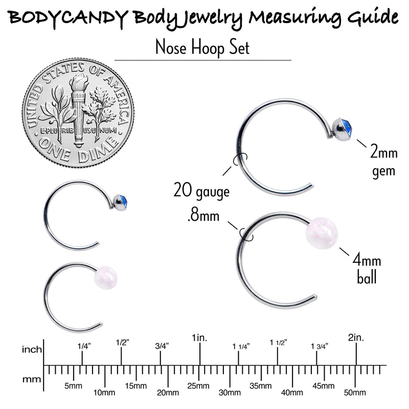 20G 5/16 Nose Hoop Gem Faux Opal Pack Pretty Nose Ring Set of 6