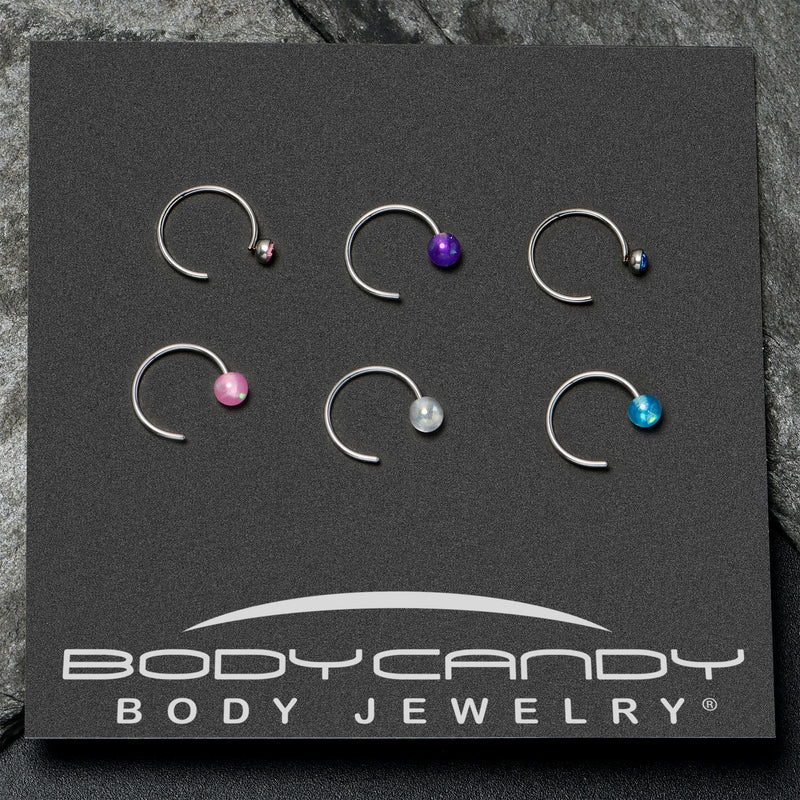 20G 5/16 Nose Hoop Gem Faux Opal Pack Pretty Nose Ring Set of 6