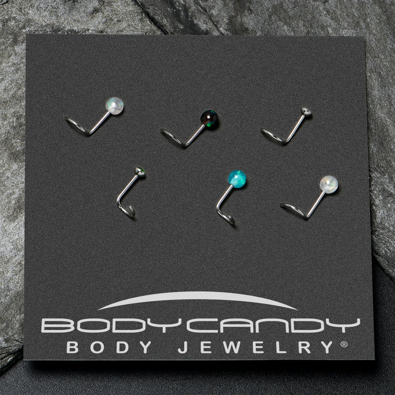 20G Nose Screw Gem Faux Opal Pack Dynasty Nose Ring Set of 6