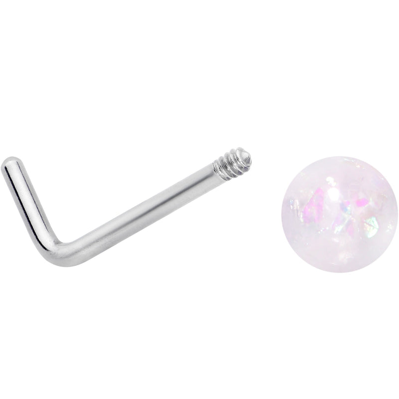 20G 1/4 Pink Gem Purple Pink Faux Opal Pack L Shape Nose Ring Set of 6