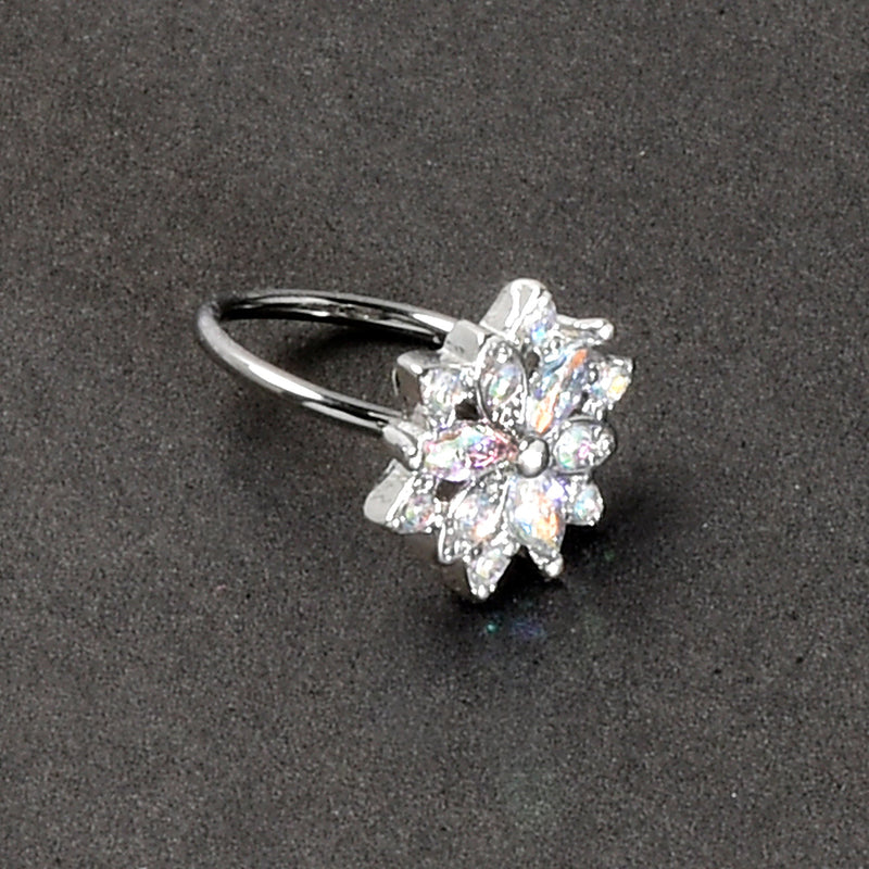 20G 5/16 Aurora CZ Gem Snowflake Style Nose Hoop