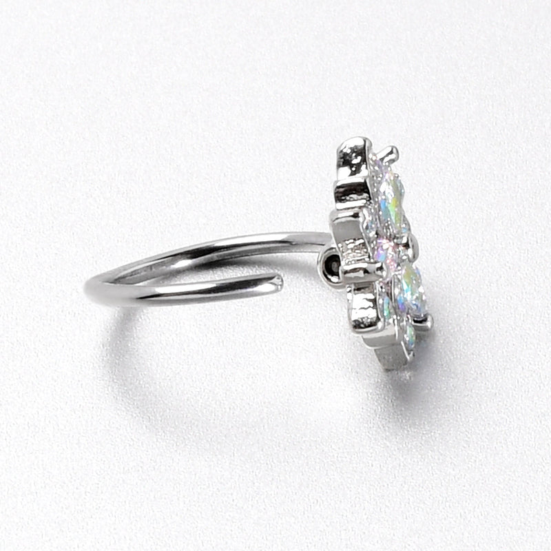 20G 5/16 Aurora CZ Gem Snowflake Style Nose Hoop