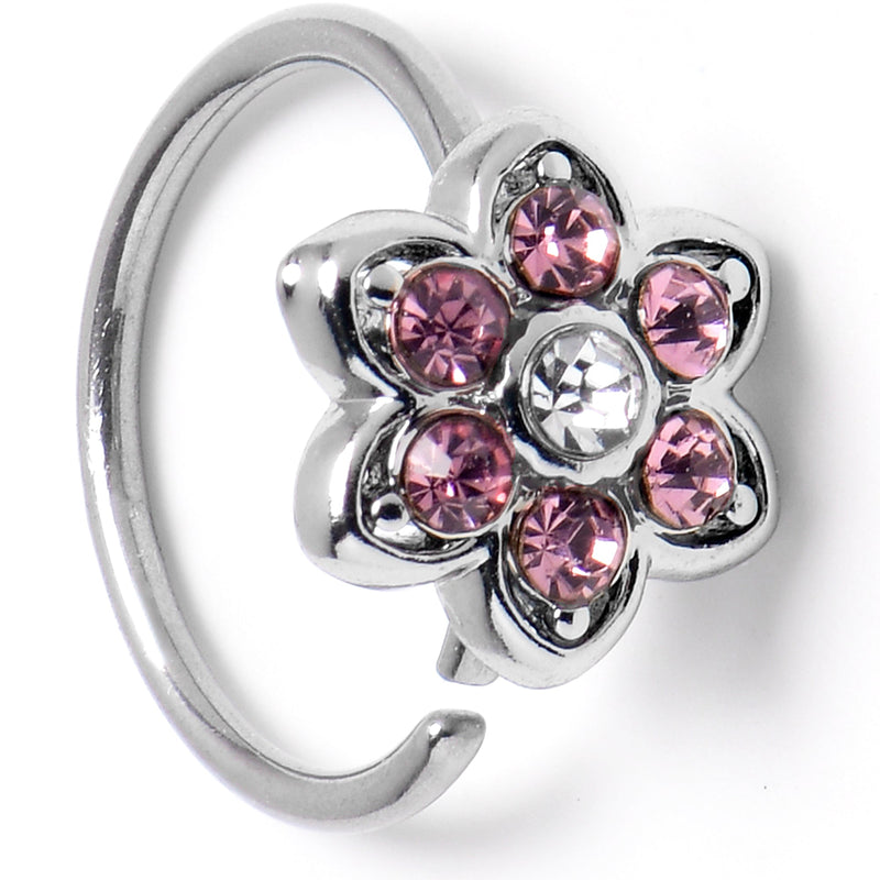 20G 5/16 Pink Radiant Blossom Flower Nose Hoop