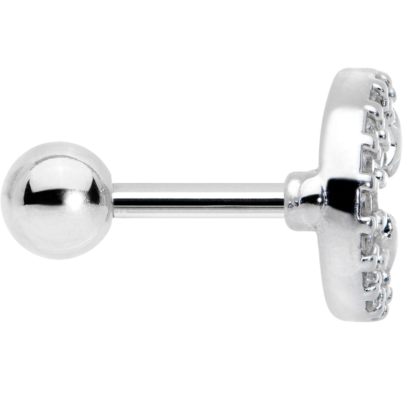 16G 1/4 Clear CZ Gem Starry Crescent Moon Cartilage Tragus Earring