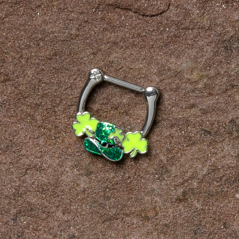 16G 5/16 Glitter Top Hat Shamrock St Patricks Cartilage Clicker