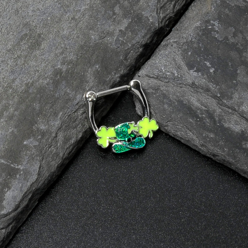 16G 5/16 Glitter Top Hat Shamrock St Patricks Cartilage Clicker