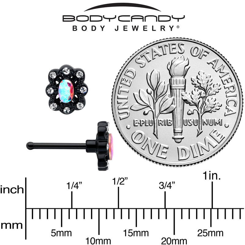 20G 1/4 Aurora Gem Black Filigree Fantasy Nose Bone