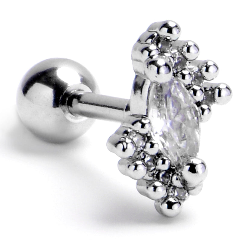 16G 1/4 Clear Gem Firey Drop Cartilage Tragus Earring