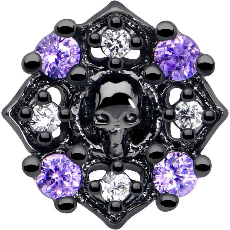20G 7mm Pink Gem Skull Cross L Shape Nose Ring