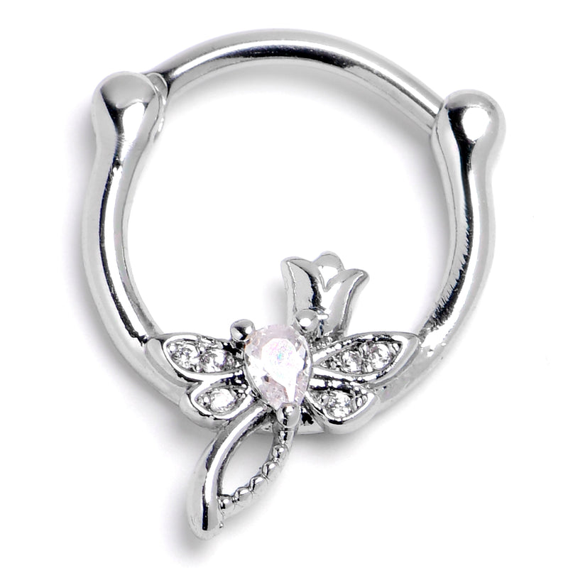 16G 3/8 Clear Gem Bold Dragonfly Cartilage Clicker