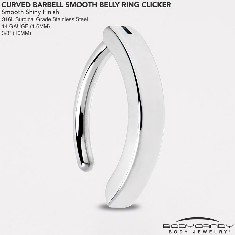 14G 3/8 316L Surgical Steel Smooth Style Hinged Hoop Belly Ring