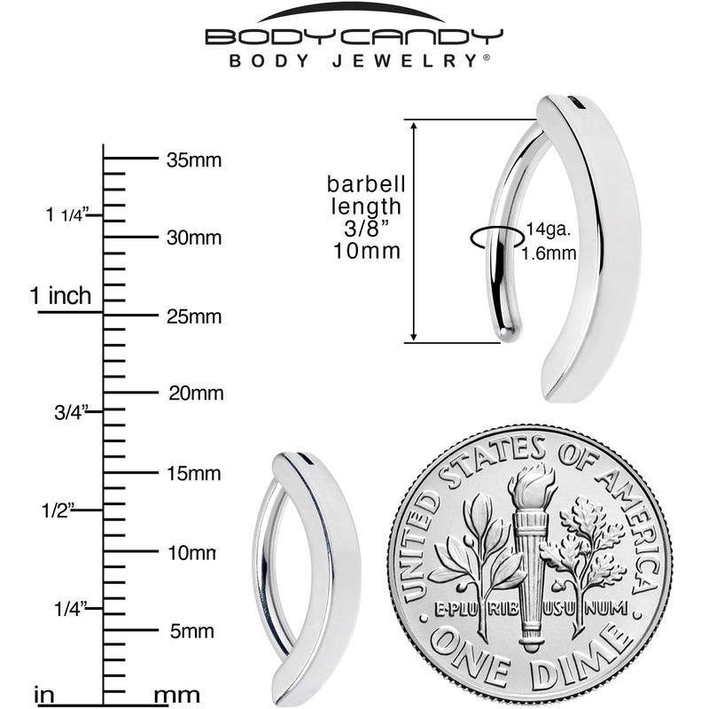 14G 3/8 316L Surgical Steel Smooth Style Hinged Hoop Belly Ring