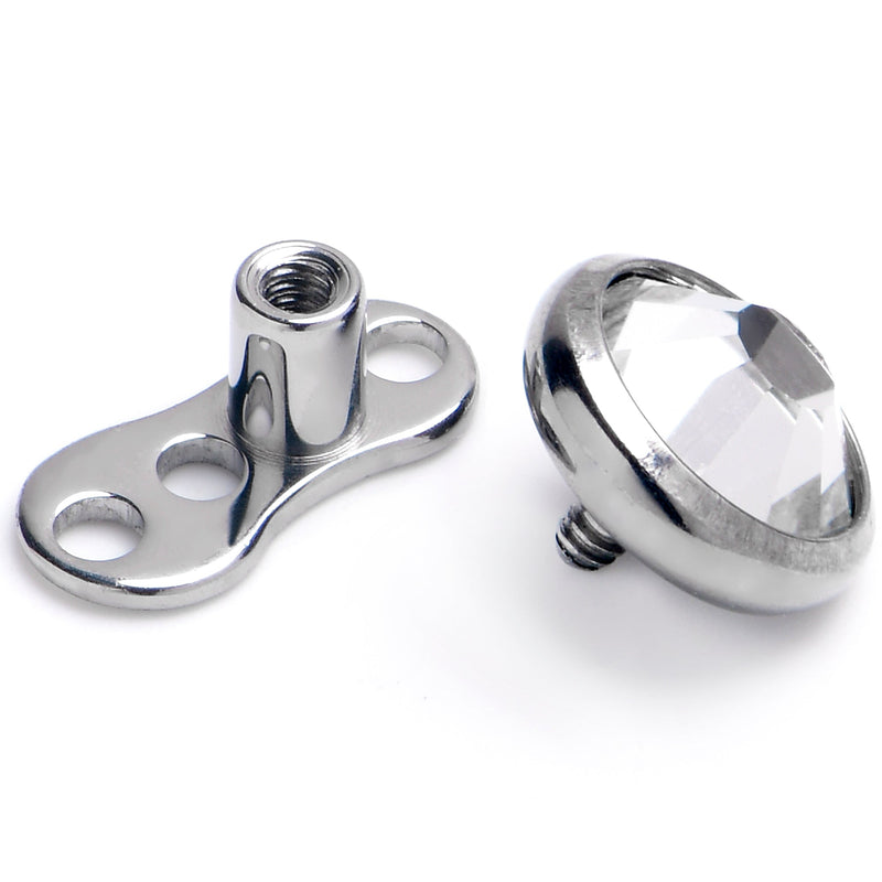 16G 5mm Gem Bezel Top 3 Hole Dermal Implant Grade Titanium Anchor Base