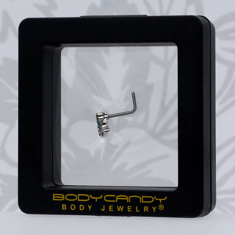 20G 1/4 Palm Tree Love Heart L Shape Nose Ring