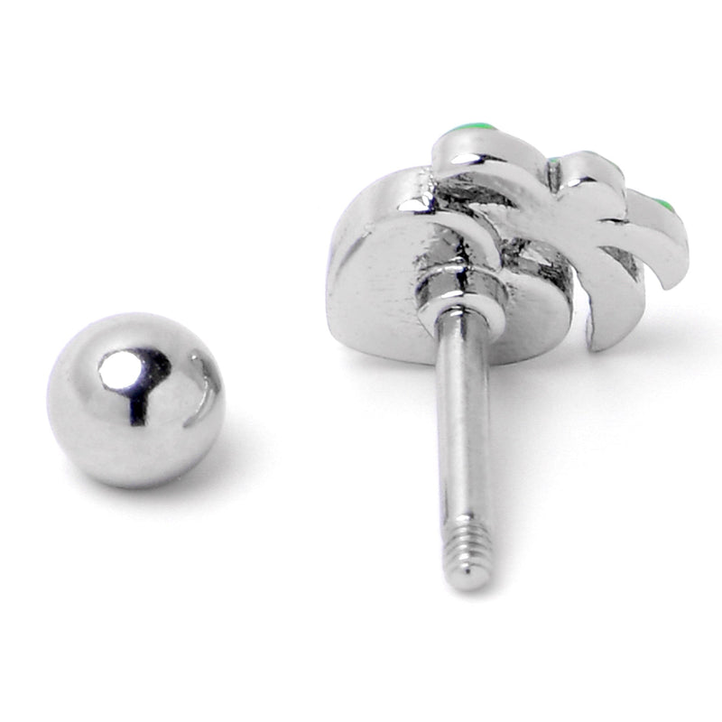 16G 1/4 Aurora Gem Beach Heart Palm Tree Cartilage Tragus Earring