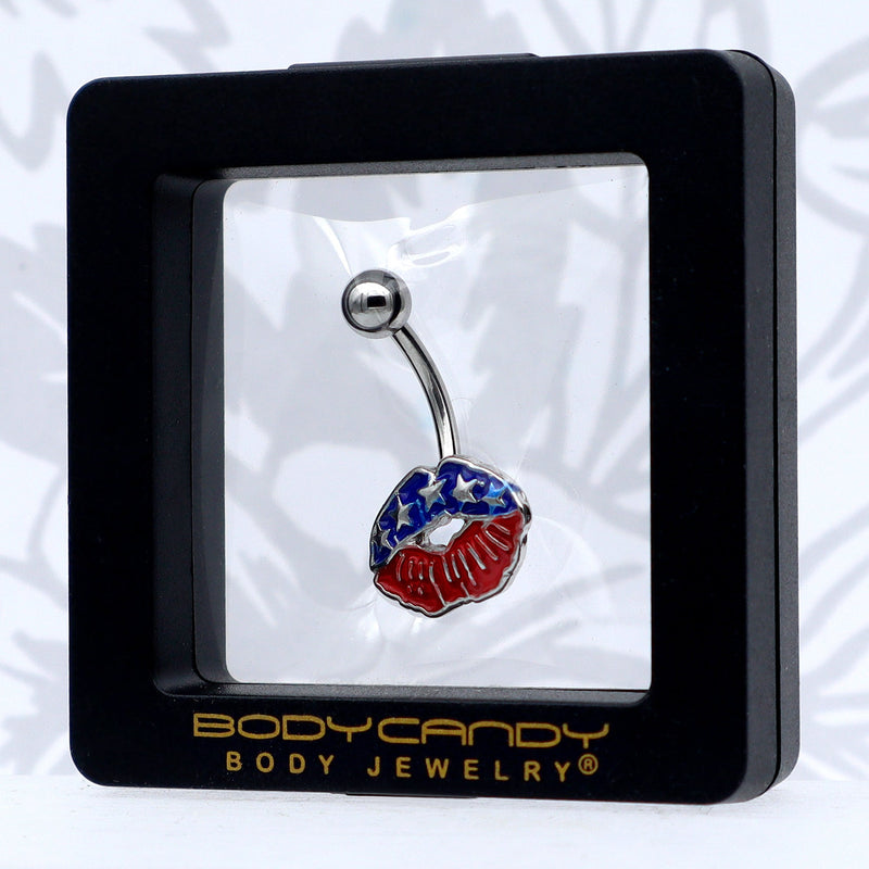 Patriotic Kissy Lips Belly Ring