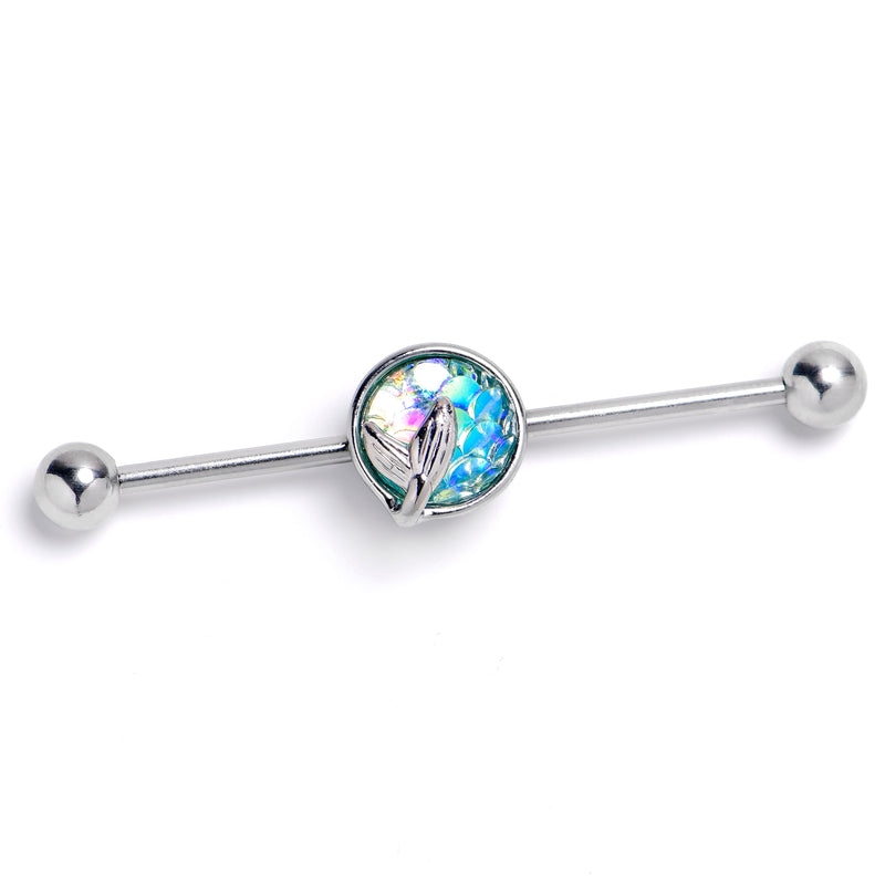 14G Mermaid Blue Scale Tail Industrial Barbell 38mm