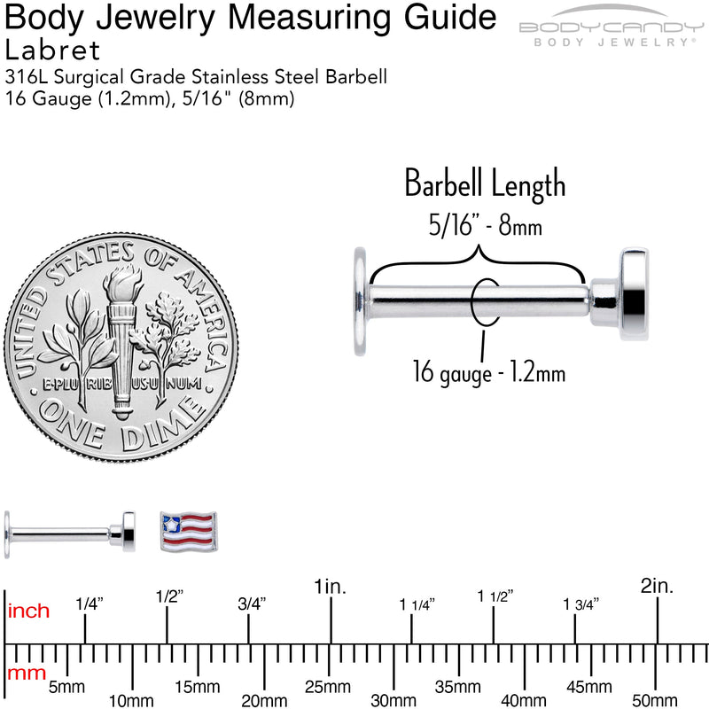 16G 5/16 Patriotic Flag Labret Monroe Tragus