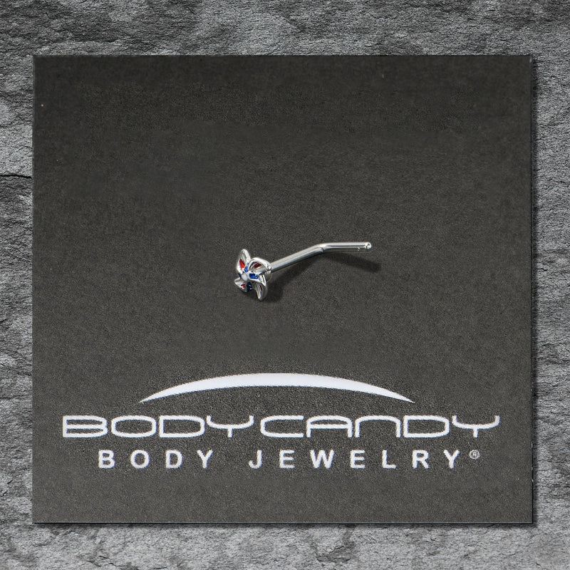 20G 7mm Patriotic Pinwheel L Shape Nose Ring
