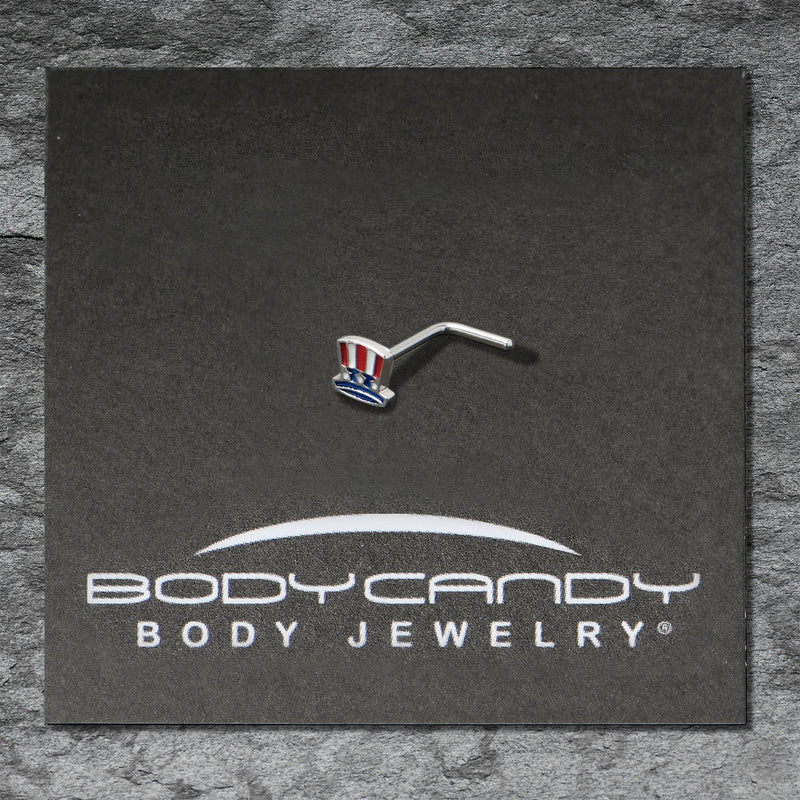 20G 7mm Patriotic Uncle Sam Top Hat L Shape Nose Ring