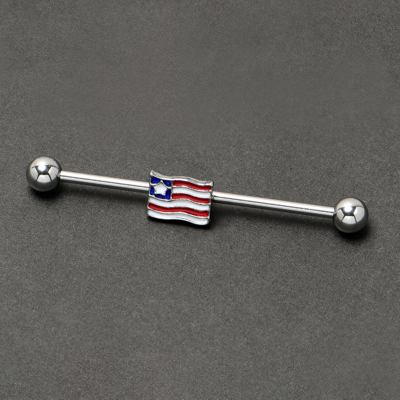 14G Patriotic Flag Industrial Barbell 38mm