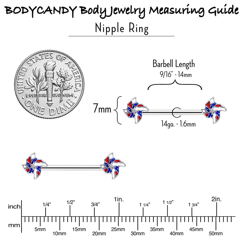 14G 9/16 Patriotic Pinwheel Barbell Nipple Ring Set