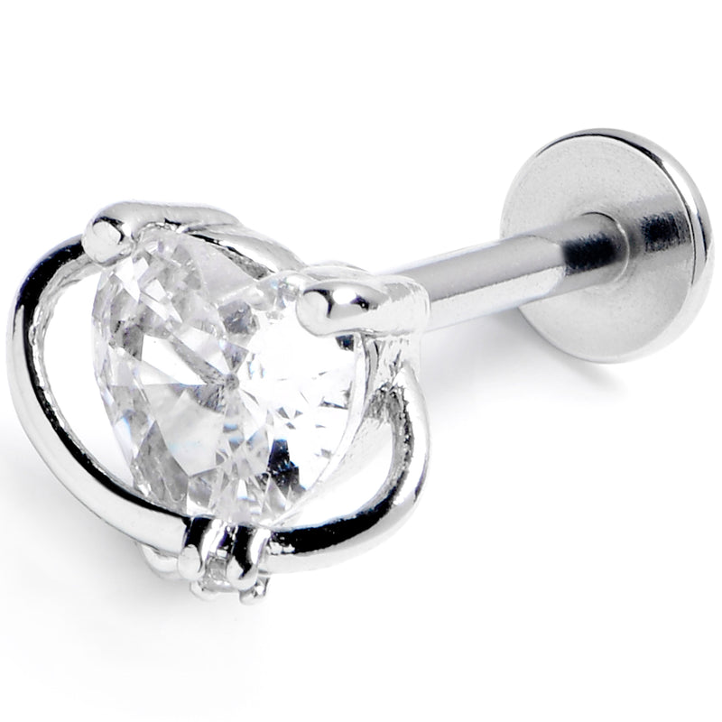 16G 5/16 Clear CZ Gem Saturn Heart Labret Monroe Tragus