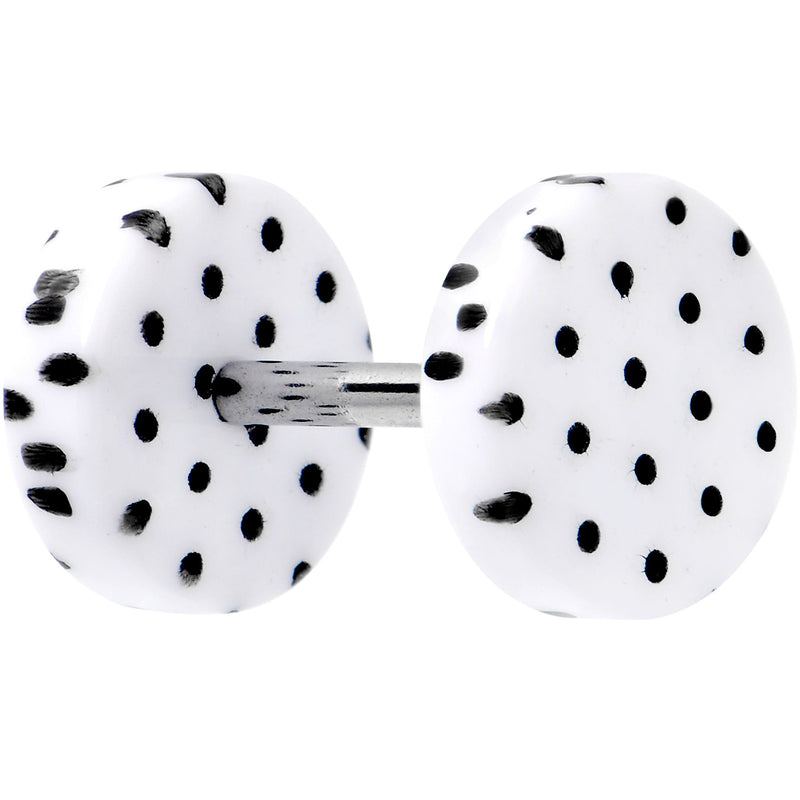 16G White Acrylic Polka Dots Black Cheater Plug Set