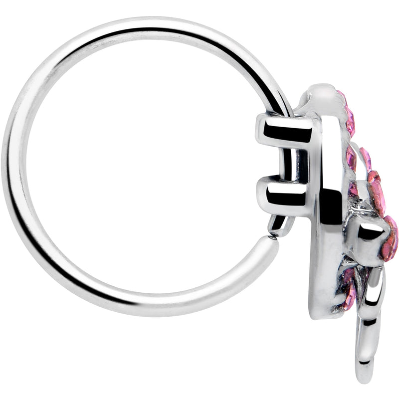 20G 5/16 Pink Gem Cartilage Helix Hoop Earring