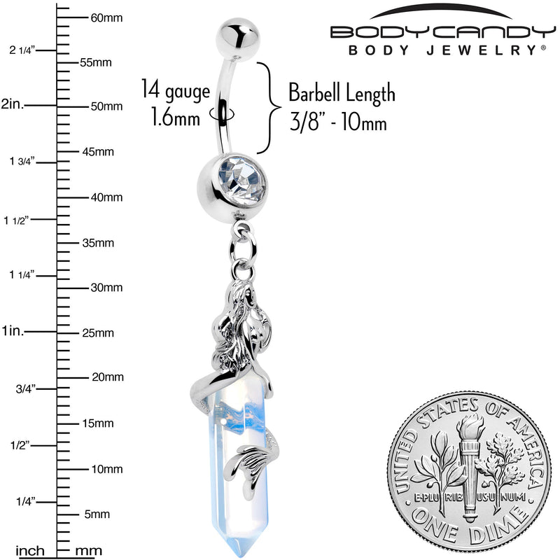 Clear Gem Mermaid Rider Dangle Belly Ring
