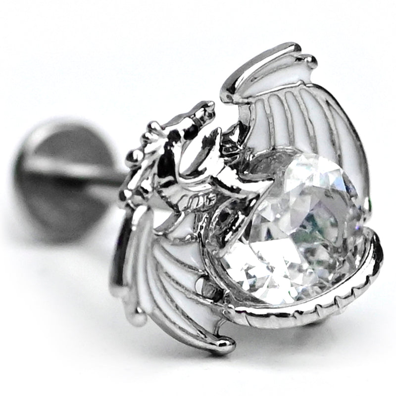 16G 5/16 Clear Gem Heart of Dragon Labret Monroe Tragus