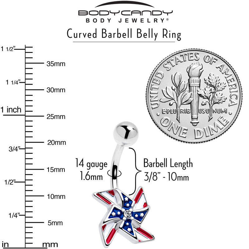 Clear Gem Festive Patriotic Pinwheel Belly Ring