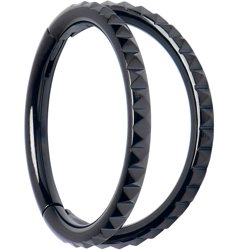 16G 3/8" Black PVD Double Spike Precision Hinged Segment Ring