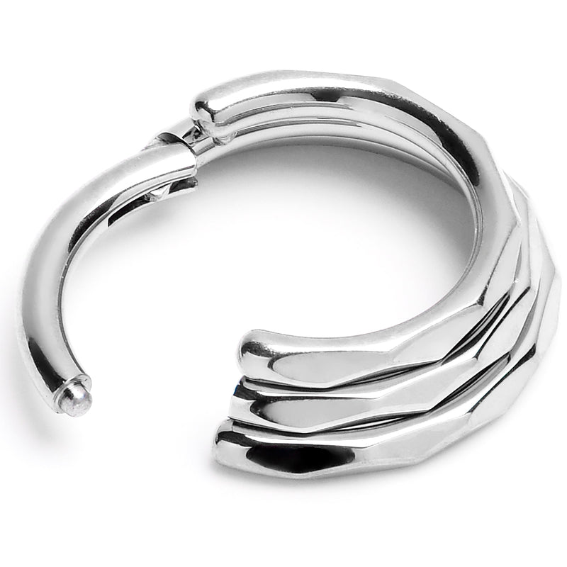 16G 5/16 Faceted Triple Stack Hoop Titanium Hinged Segment Ring