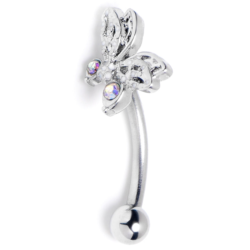 16G 5/16 Aurora Gem Ultra Drama Butterfly Curved Eyebrow Ring