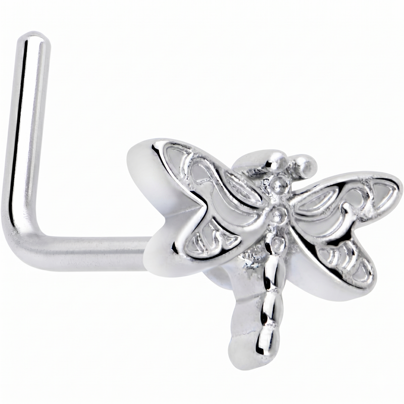 20G 7mm Dragonfly Colors L Shape Nose Ring