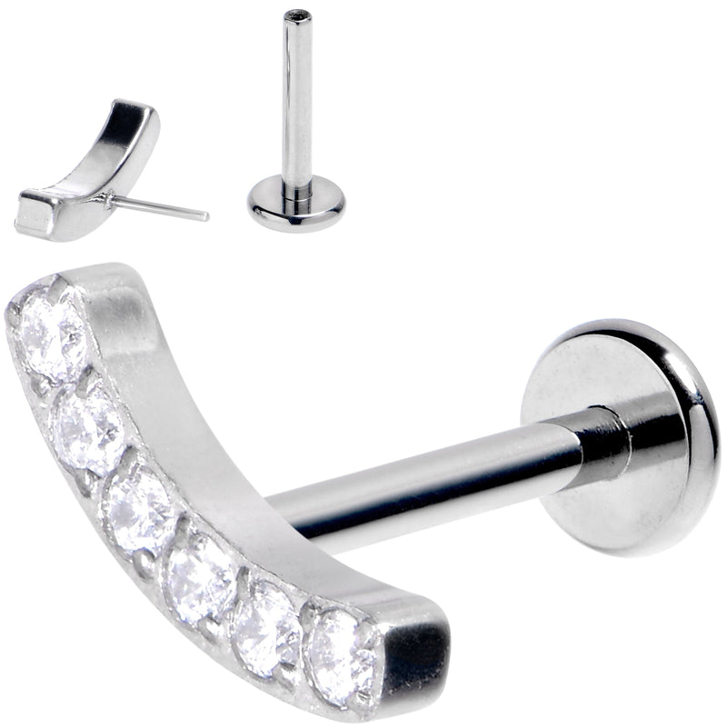 16G 5/16 Clear Gem Arc Grade 23 Titanium Threadless Push In Labret Tragus